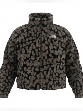 The North Face Black and Gray Patterned Fleece Jacket Youth XL